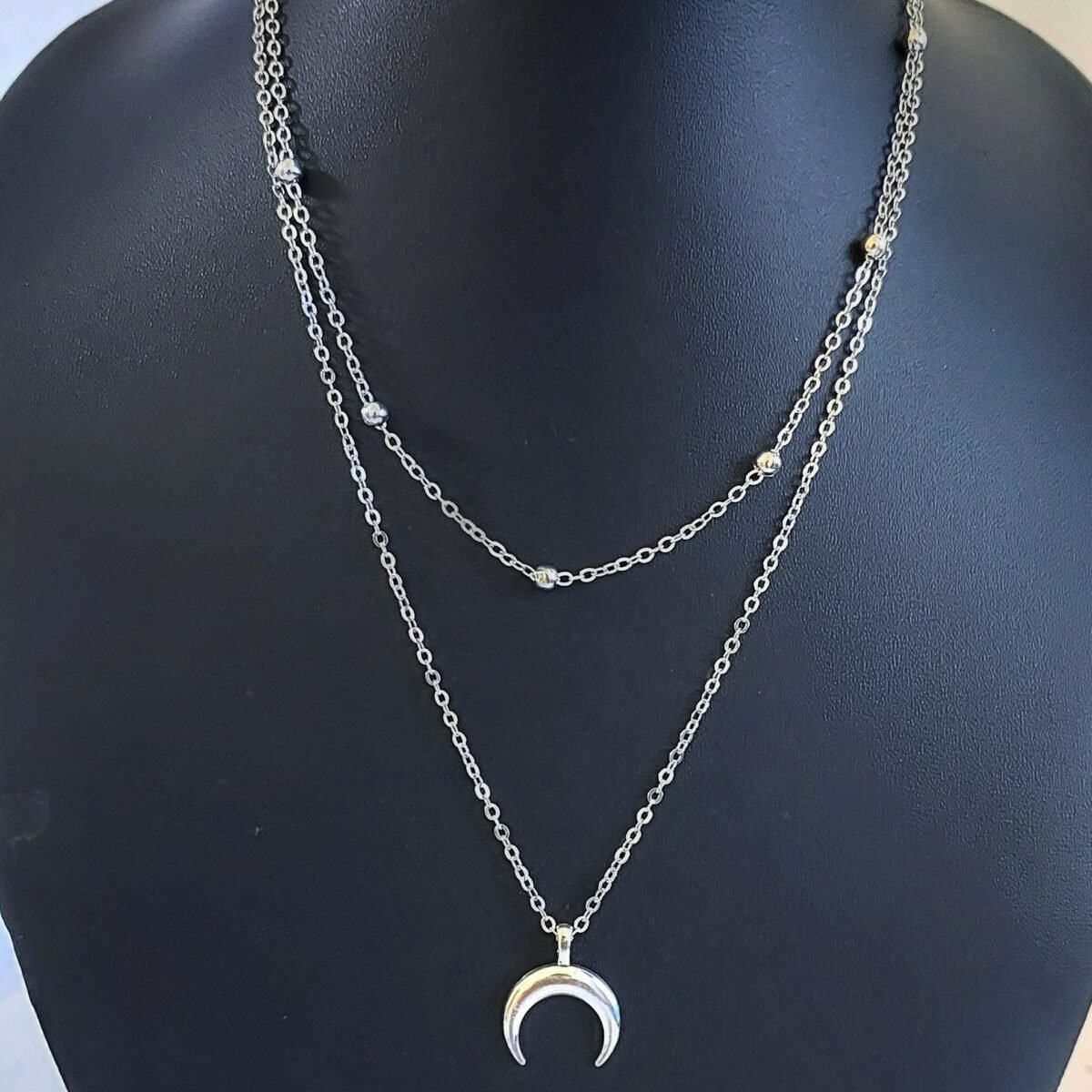 Double Layered Half Moon Neck Chain - Image 2
