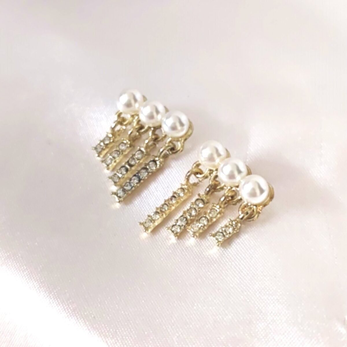 White Stone Charms Earrings - Image 1