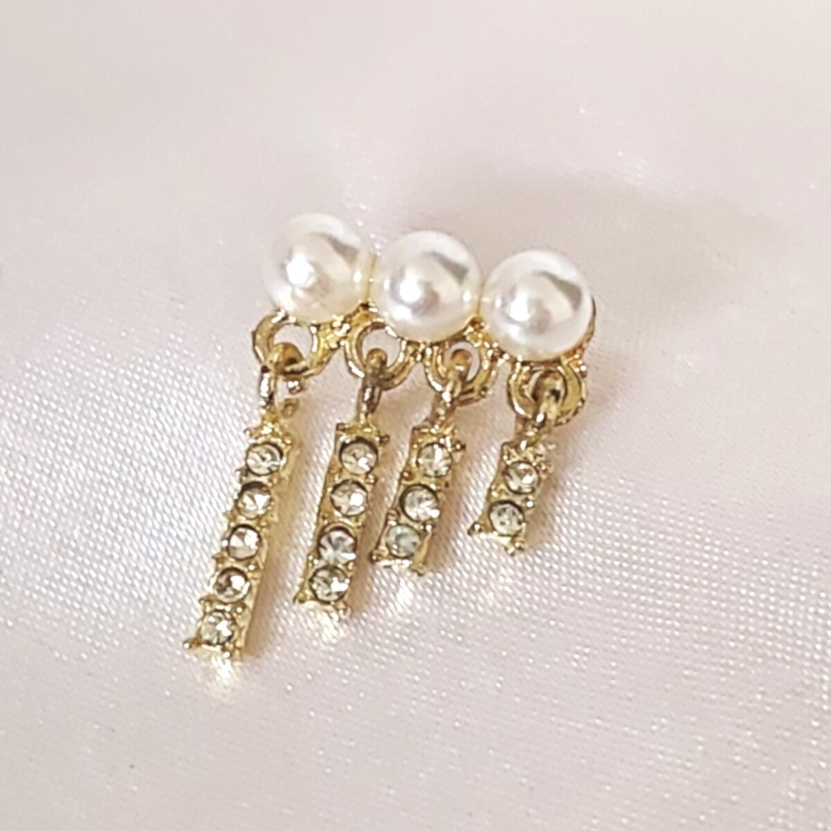 White Stone Charms Earrings - Image 2