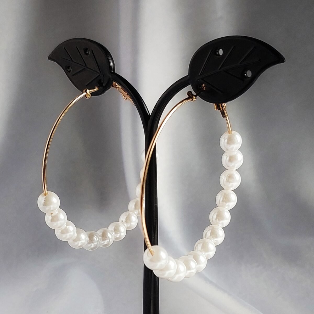 White Pearl Hoop Earring - Image 1